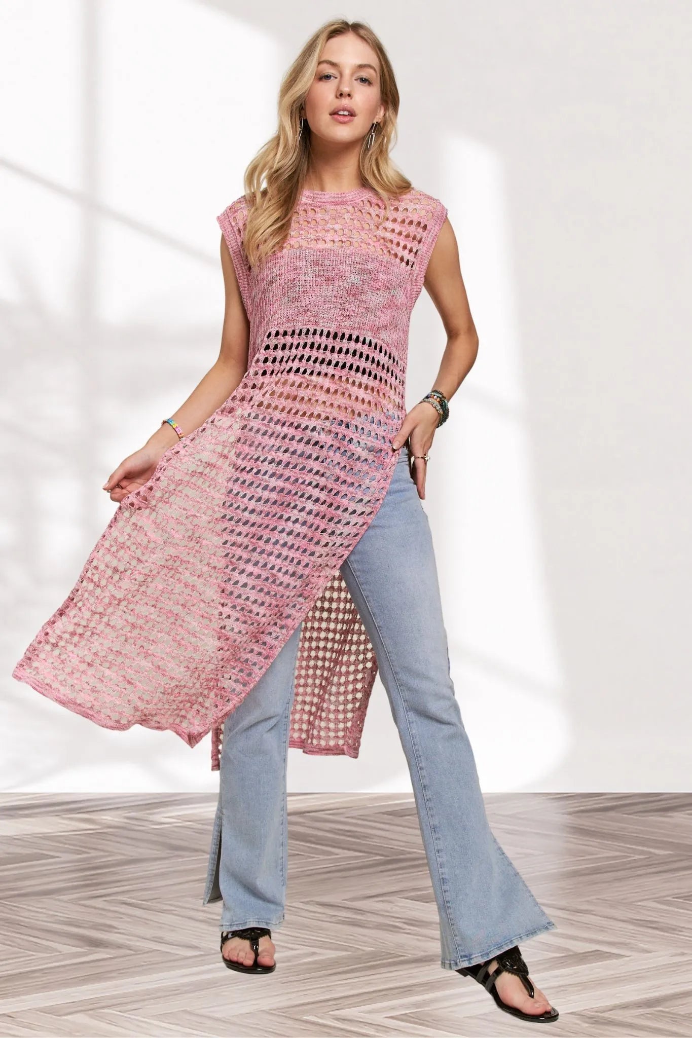 Pink Crochet Tunic – Vibrant Boho Top or Beach Cover-Up