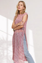 Pink Crochet Tunic – Vibrant Boho Top or Beach Cover-Up