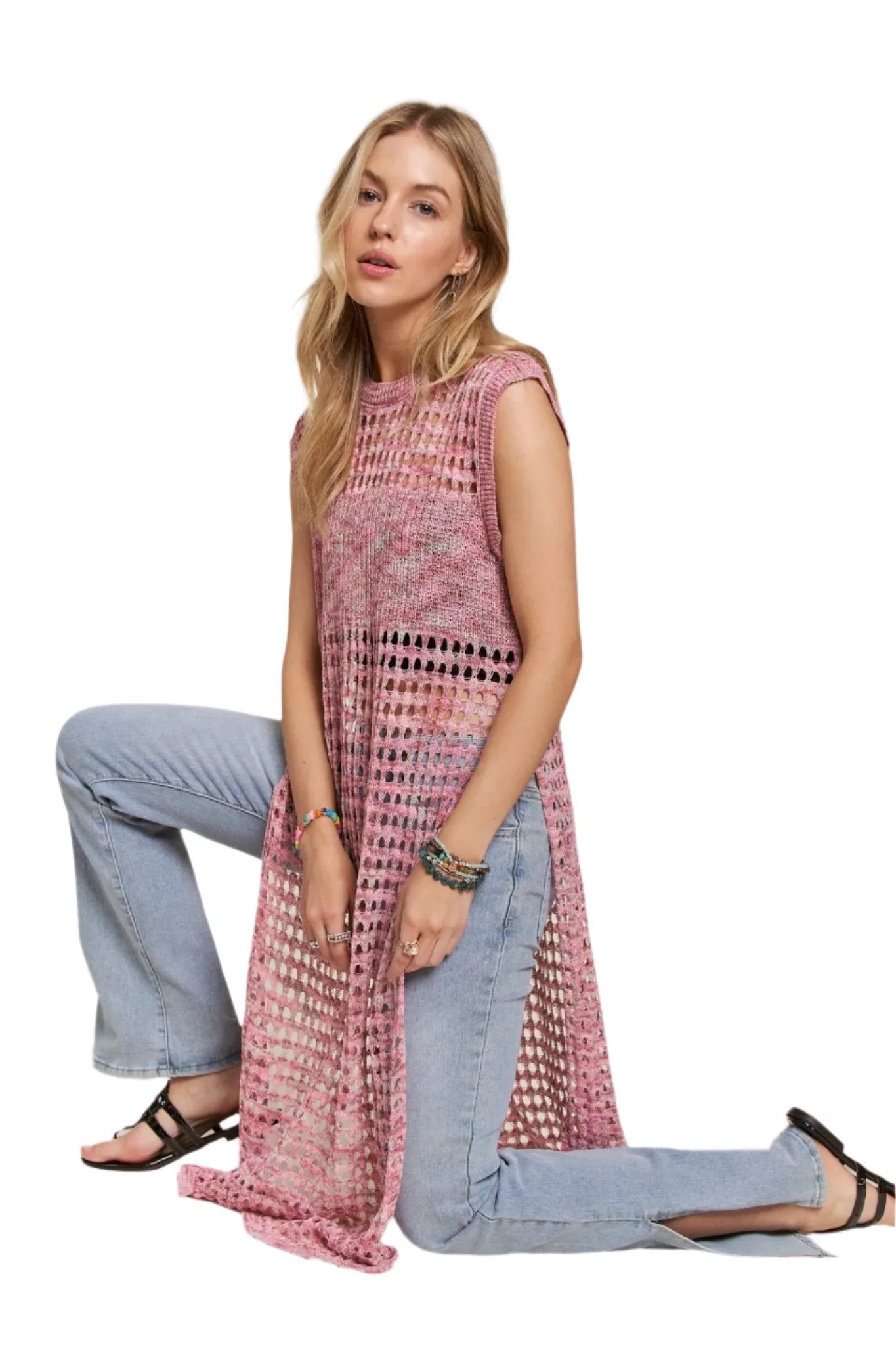 Pink Crochet Tunic – Vibrant Boho Top or Beach Cover-Up
