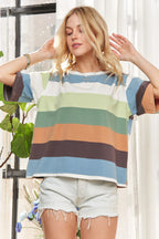 Multi Color Stripe Casual Top – Vibrant Everyday Style Made Easy