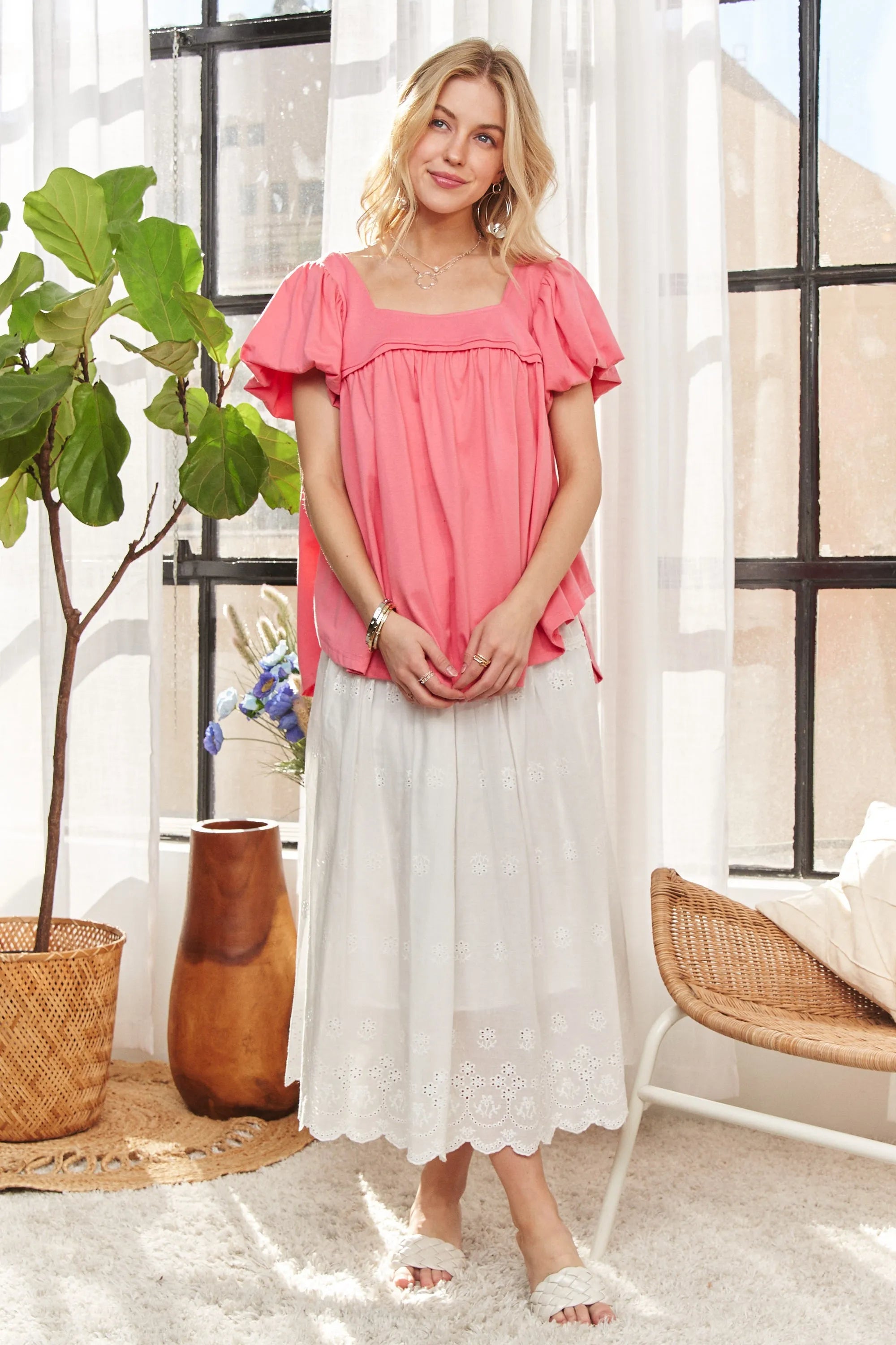 ADORA Princess Sleeves Garment Washed Top