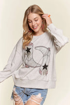 Rhinestone Accent Casual Sweatshirt – Cozy Style with a Sparkle Touch