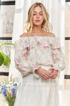 Ruffled Off Shoulder Floral Blouse – Romantic & Trendy Style