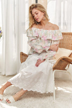 Ruffled Off Shoulder Floral Blouse – Romantic & Trendy Style