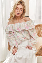 Ruffled Off Shoulder Floral Blouse – Romantic & Trendy Style