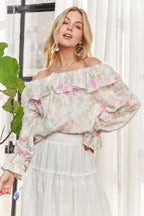 Ruffled Off Shoulder Floral Blouse – Romantic & Trendy Style