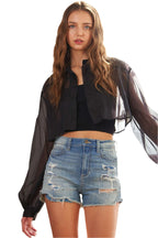 Sheer See-Through Crop Shirt – Bold Layering Top for Trendy Looks