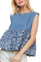 Sleeveless Denim Contrast Top – Edgy, Chic & Perfect for Layering