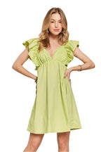 ADORA Smocked Back Ruffled Cap Sleeve Babydoll Dress