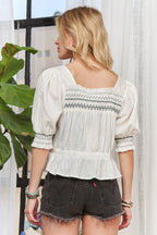 Smocked Peasant Blouse – Puff Sleeve Boho Style with Feminine Flair