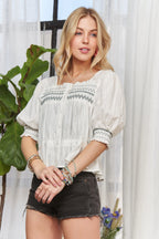 Smocked Peasant Blouse – Puff Sleeve Boho Style with Feminine Flair