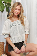 Smocked Peasant Blouse – Puff Sleeve Boho Style with Feminine Flair