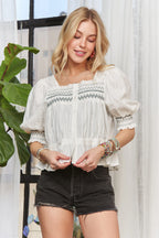 Smocked Peasant Blouse – Puff Sleeve Boho Style with Feminine Flair