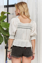 Smocked Peasant Blouse – Puff Sleeve Boho Style with Feminine Flair