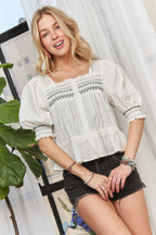 Smocked Peasant Blouse – Puff Sleeve Boho Style with Feminine Flair