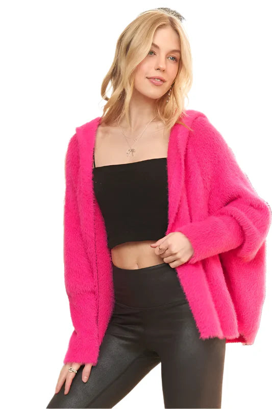 Soft Fuzzy Sweater Hoodie Cardigan – Cozy & Stylish Layering Piece