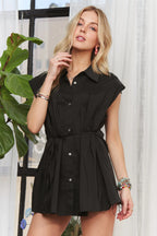 Solid Cap Sleeve Button-Up Shirt – Classic, Polished & Versatile