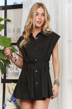 Solid Cap Sleeve Button-Up Shirt – Classic, Polished & Versatile
