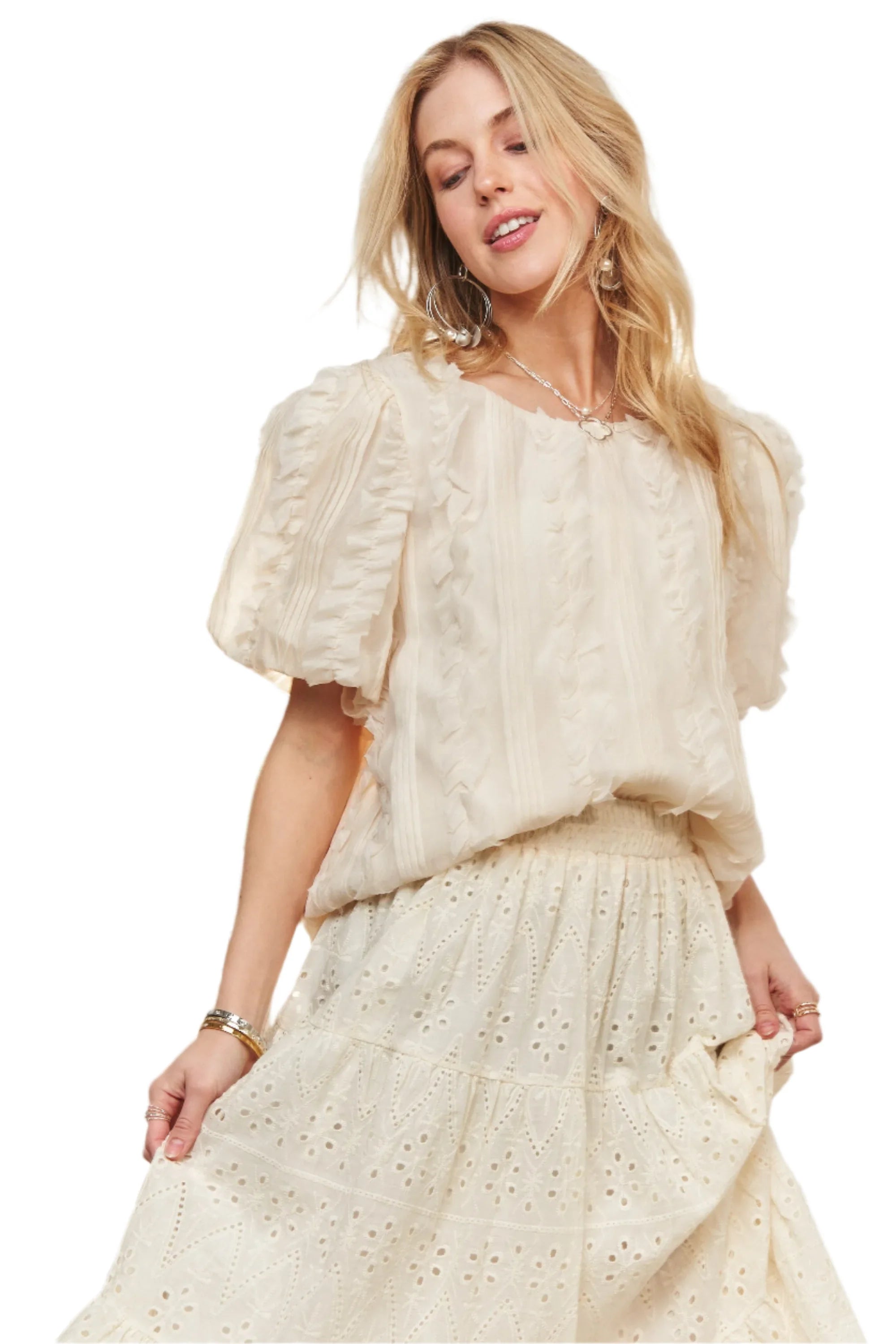 Solid Puff Sleeves Knit Top – Trendy & Feminine Statement Piece