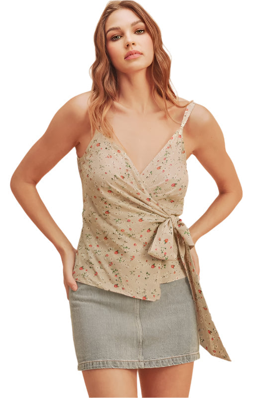 Aemi + Co Ditsy Floral Surplice Adjustable Straps Cami