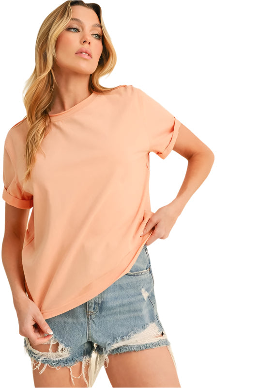 Aemi + Co Exposed Seam Round Neck Short Sleeve T-Shirt