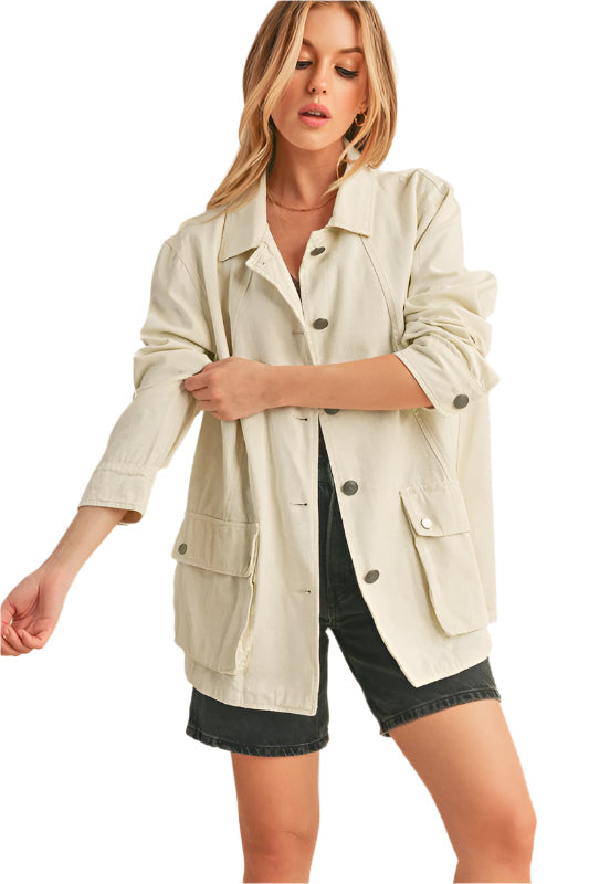 Aemi + Co Seam Detail Button Up Jacket with Pockets