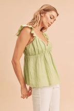 Aemi + Co Sweetheart Neck Ruffled Strap Top