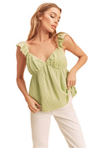 Aemi + Co Sweetheart Neck Ruffled Strap Top