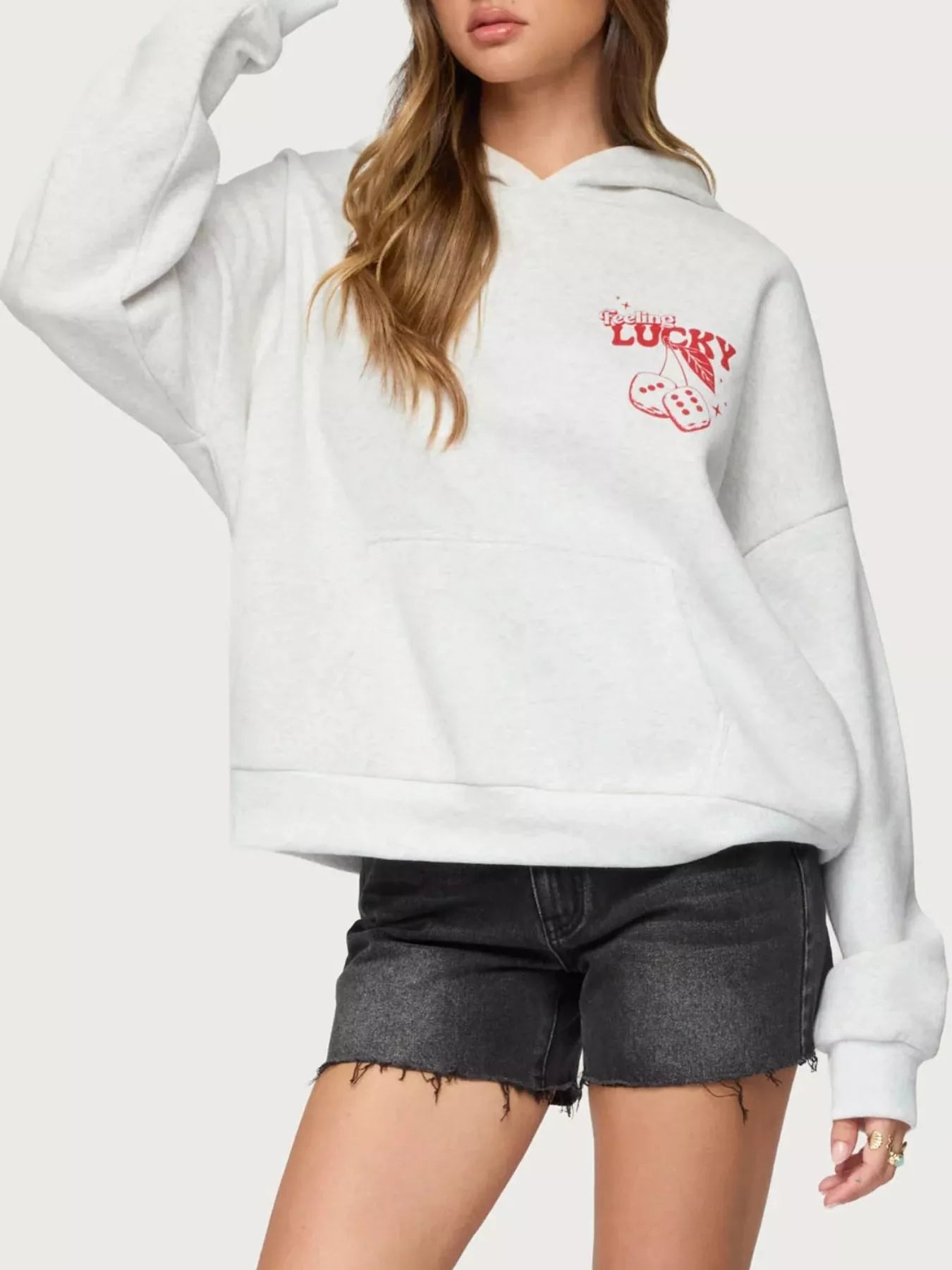 Drop Shoulder Graphic Hoodie with Kangaroo Pocket – Trendy Casual