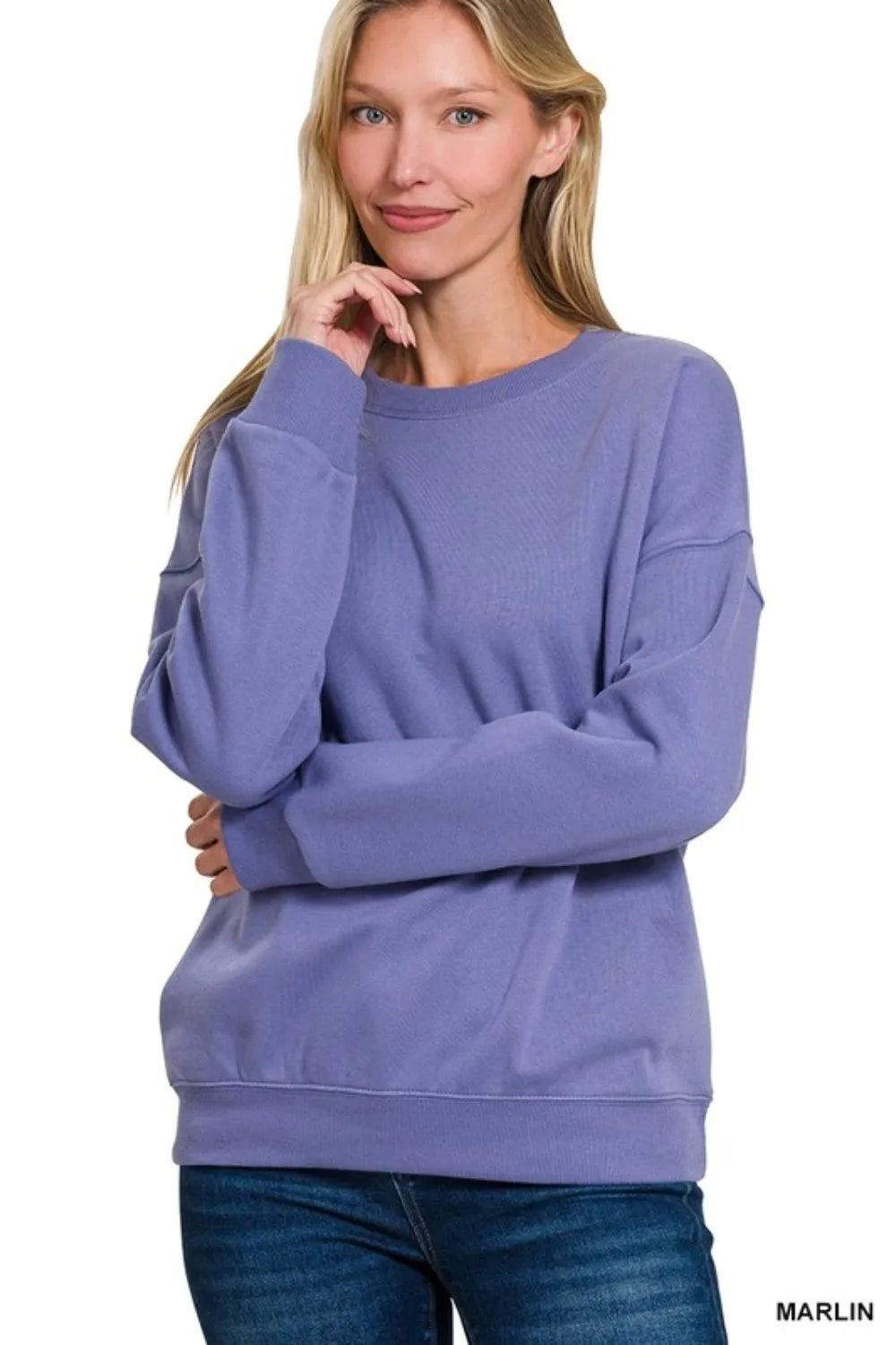 Fleece Drop Shoulder Sweatshirt Relaxed Fit Ultra Soft Warmth