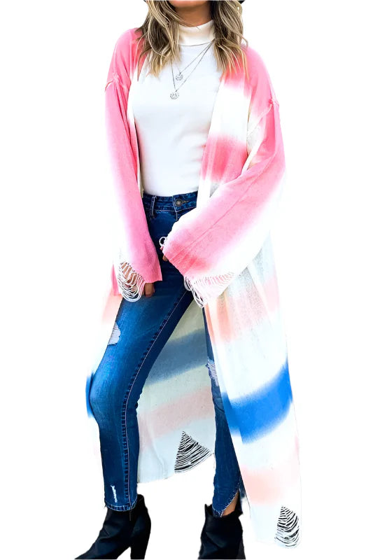 And The Why Multi Gradation Dye Maxi Cardigan Sweater