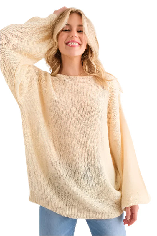 And The Why Sequined Light Weight Pullover Sweater