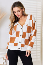 Angel Wings Button-Up V-Neck Dropped Shoulder Cardigan