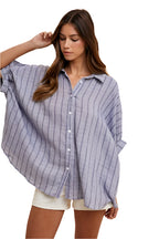 Annie Wear Striped Button Up Half Sleeve Shirt