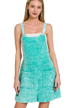 Textured Denim Romper – Adjustable Straps & Front Pockets