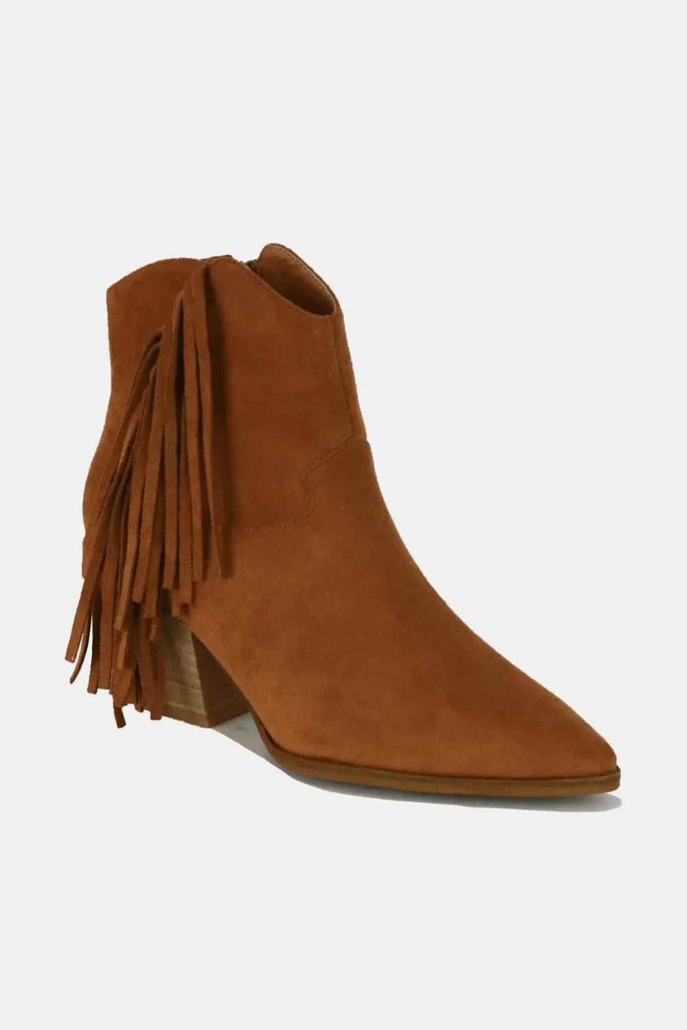 Suede Fringe Point Toe Ankle Boots – Boho Chic Stylish Footwear
