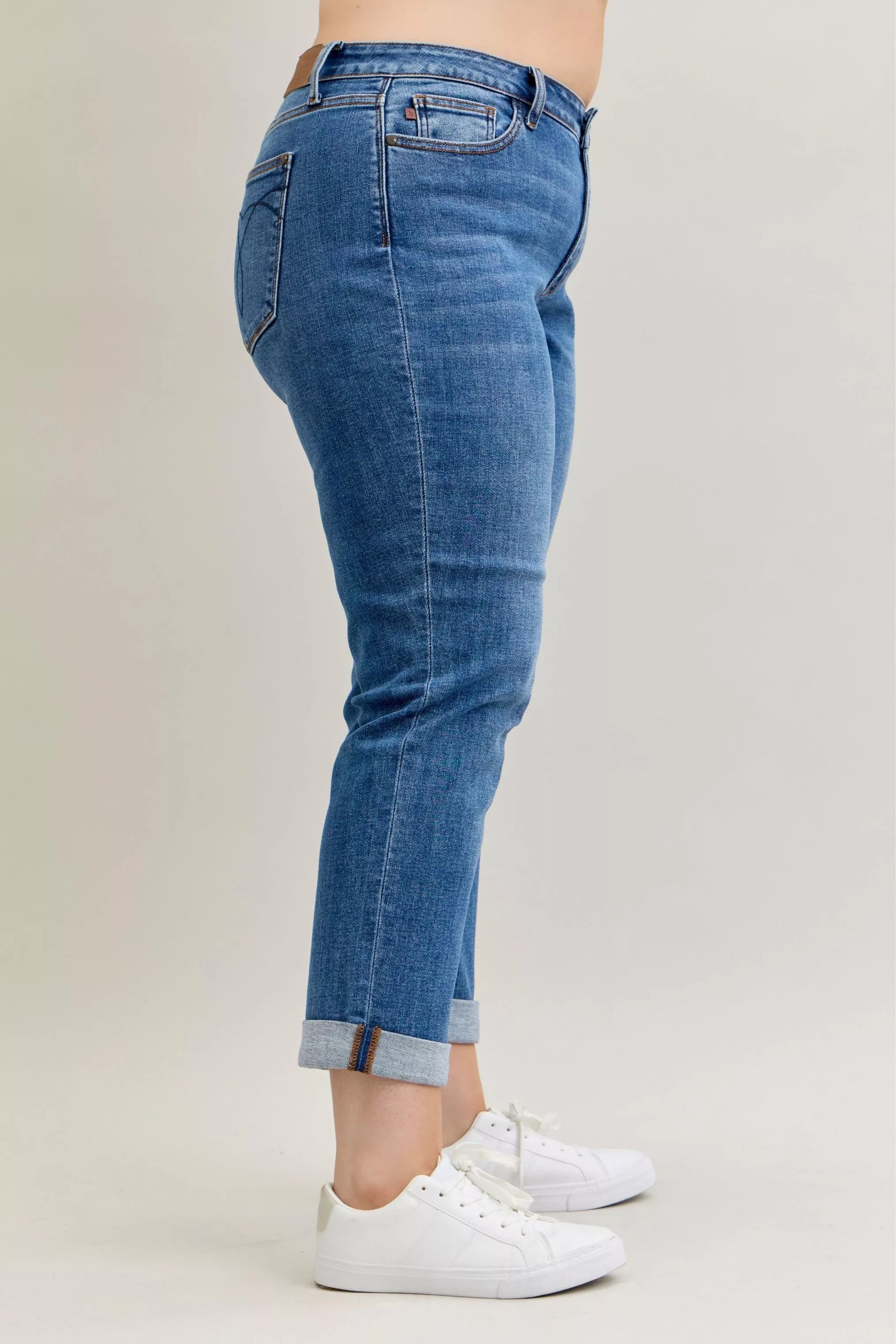 Judy Blue Mid Rise Boyfriend Cuffed Jeans – Relaxed Classic Fit
