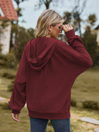 Zip Up Drawstring Long Sleeve Hooded Jacket – Casual Lightweight Layer