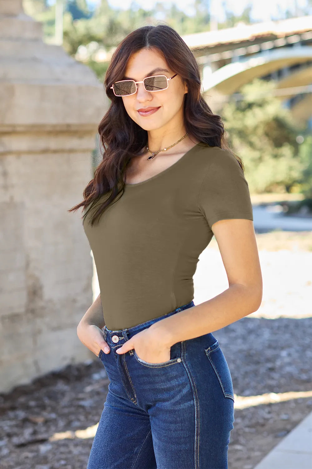 Basic Bae Full Size Round Neck Short Sleeve Bodysuit Everyday Style