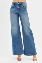 Risen High Rise Wide Leg Jeans