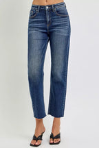 Risen High Rise Slim Barrel Tapered Leg Jeans