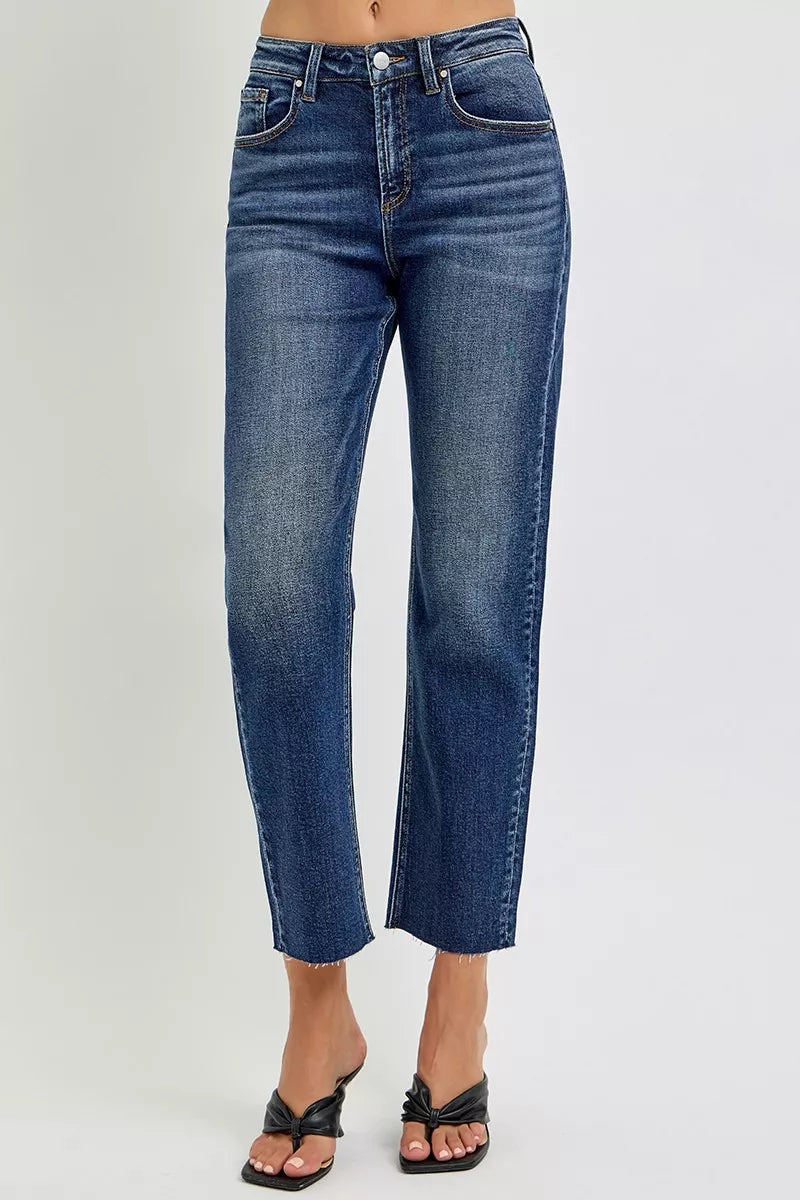 Risen High Rise Slim Barrel Tapered Leg Jeans