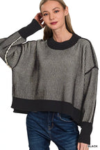 Zenana Ribbed Two-Tone Exposed Seam Sweater – Modern Cozy Style
