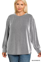 Zenana Raised Rib Round Neck Long Sleeve Top – Classic Cozy Style