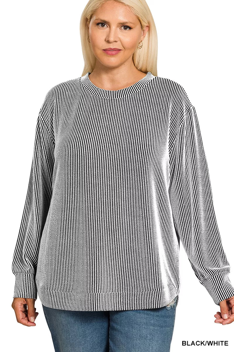 Zenana Raised Rib Round Neck Long Sleeve Top – Classic Cozy Style