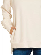 Acid Washed Double Ribbed Hi-Low Pullover