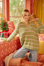 BiBi Striped Long Sleeve Sweater – Classic Cozy Everyday Style