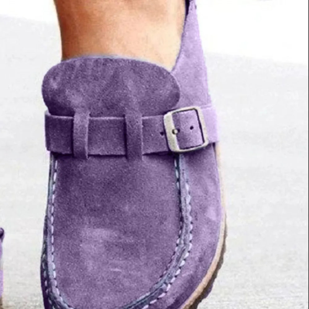 Round Toe Low Heel Buckle Loafers – Classic Comfortable Style
