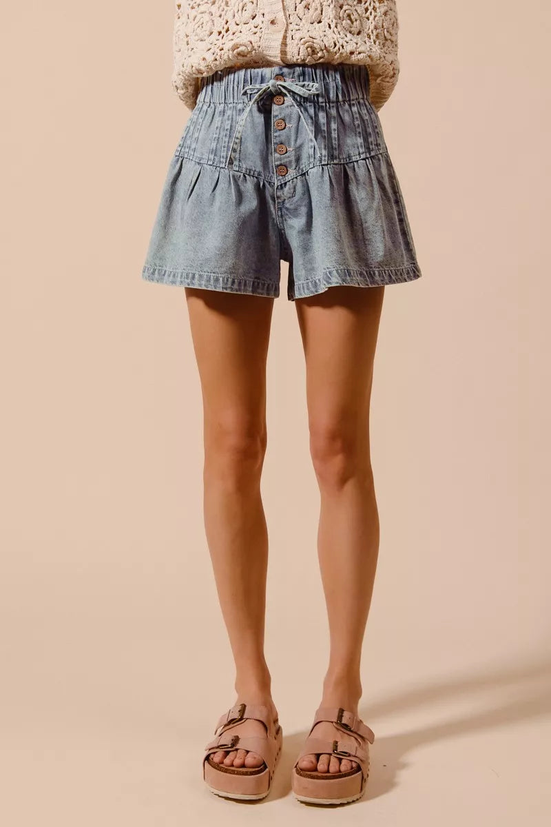 SO ME Flared Denim Shorts with Elastic Waist – Trendy, Comfortable & Versatile