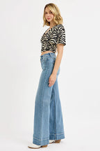 Vintage Flare Jeans – High Waist Patch Pocket Light Wash Denim